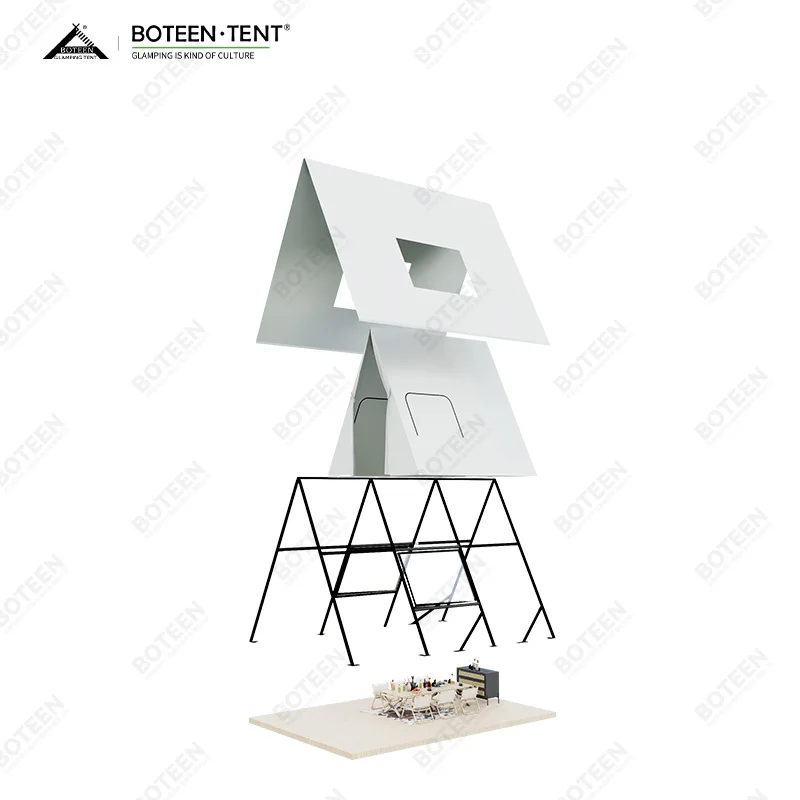 Light Luxury Pyramid-shaped Camping Tent Oxford Fabric Double Layer Quick Automatic Opening Windproof Rainproof for Outdoor - Image 6