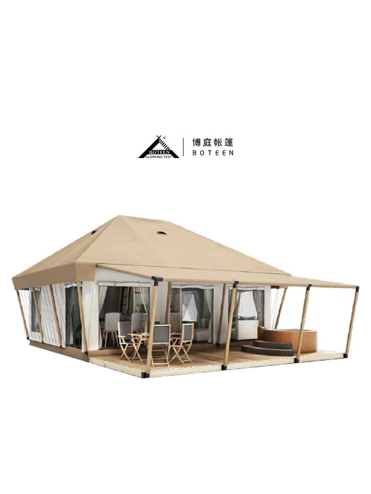 Large High Quality Dome Summer Glamping Tent Waterproof Canvas Wind Resistance 10 One Bedroom Living Room for Camping Tourist - Image 6