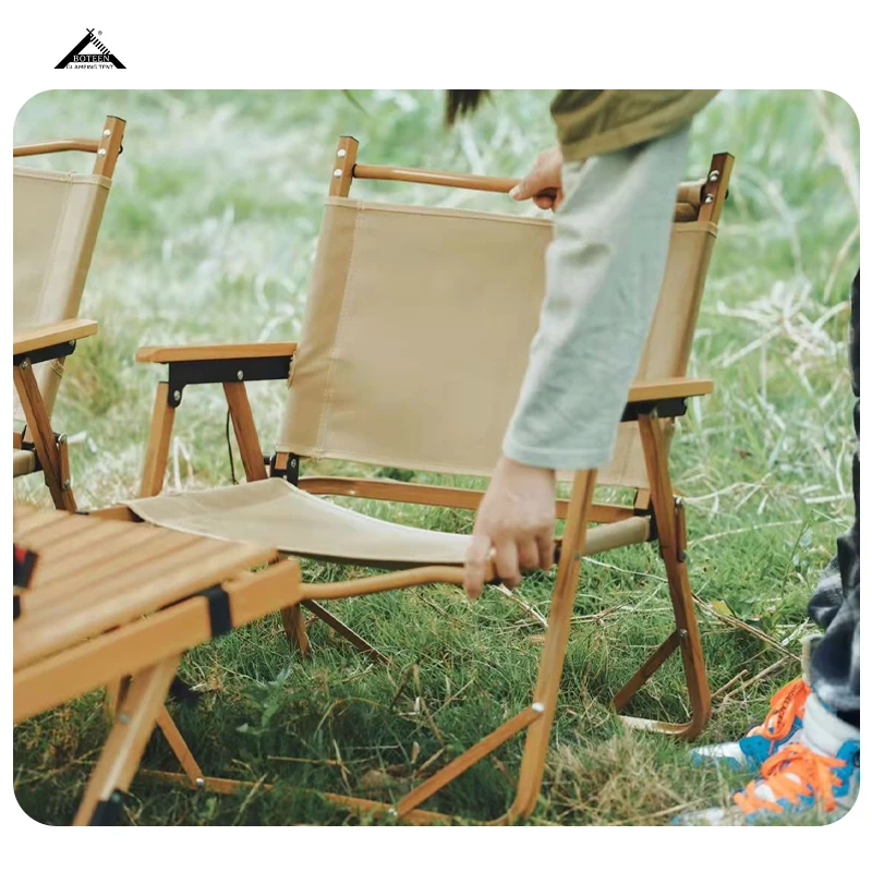 BOTEEN Portable Folding Camping Chair-Outdoor Kitchen & Dining Use French Design Aluminum Wood Construction - Image 6
