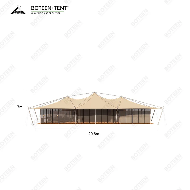 Glamping Safari Cot Tent Prefab Steel Houses with PVC Bathroom for Family Hotel Lodge Stay in Nature - Image 3