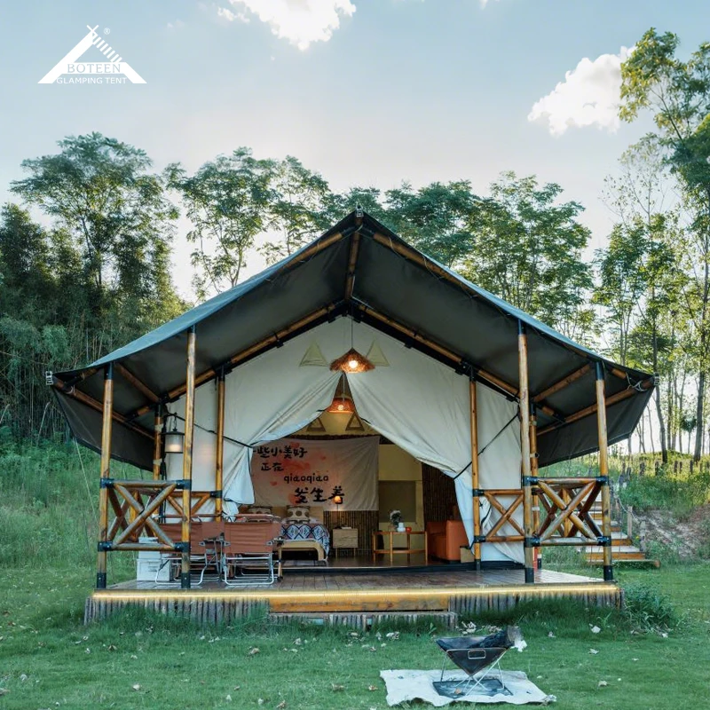 5m X 9m Luxury Christmas Green PVC Mesh Safari Tent Single Double Layers Steel Frame Zipper for Outdoor Hotel Accommodation