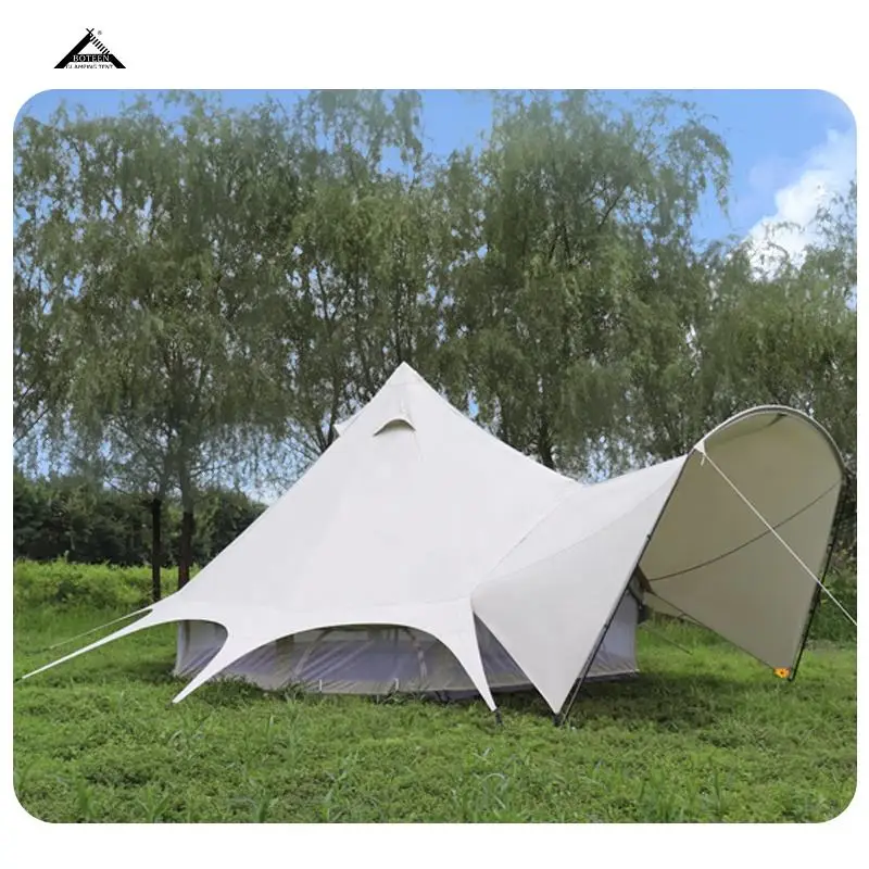 BOTEEN Galvanized Steel Frame Cotton Canvas All Season Camping Glamping Safari Tents Waterproof Outdoor Two Bedrooms Bell Tent - Image 3