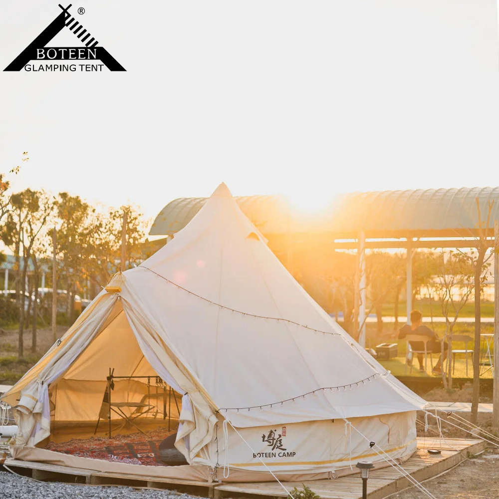 High-End 5m Bell Tent Aluminum Poles Canvas PVC Oxford for Outdoor Camping Hotel Tourist Attractions Accommodates 2 Persons - Image 2