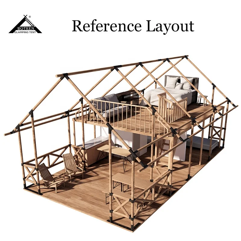 Hot Selling 2-storey Safari Tent Solid Wood Prefabricated House Villa Hotel Resort - Image 4