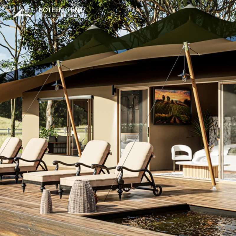 Paula 22.5x10m Khaki PVDF Waterproof Glamping Tent 225㎡ Luxury Safari Tent 225㎡ Paula Luxury Safari Tent - Image 3