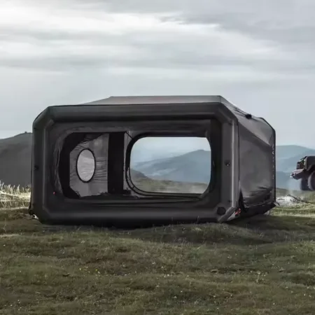 Customized Black Outdoor Tent Luxurious Inflatable House Design Waterproof Mesh windows and Doors Suitable for 4-6 People