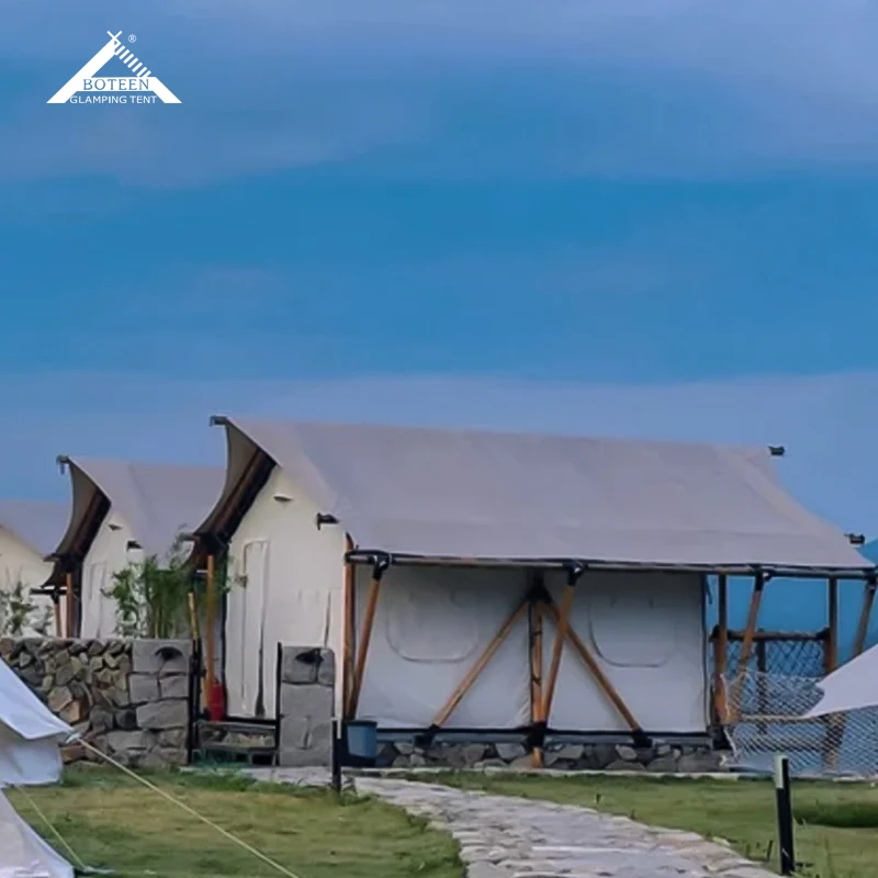 Outdoor Holiday Camping Hotel Luxury Wooden Structure Windproof Safari Summer Tent Oxford Modular Design >3000mm Waterproofing - Image 4