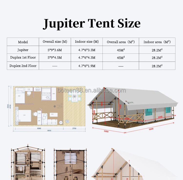 Custom Tension Film Wood Safari Tents for Luxury Hotels Resorts Lodges Glamping Waterproof Oxford for Outdoor Living Bathroom - Image 6
