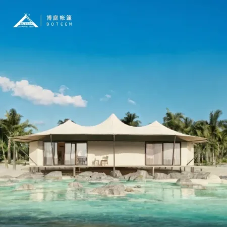 Modern Outdoor Hotel Luxury High Quality Four-Season Glamping Tent Double-Layer PVC Tempered Glass Waterproof Two Bedrooms