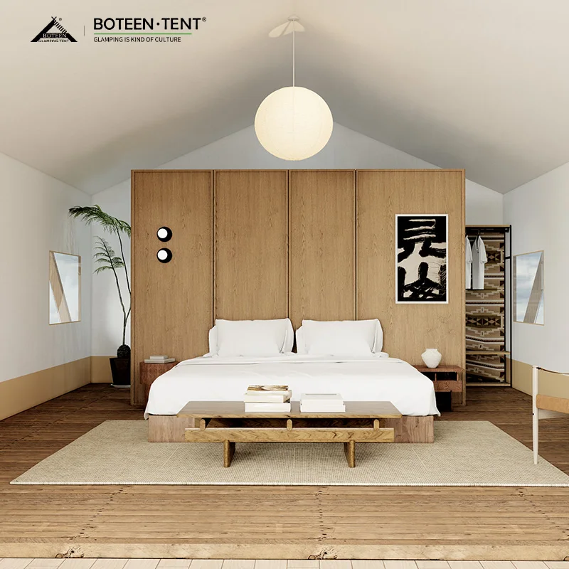 Custom Tension Film Wood Safari Tents for Hotels Resorts Lodges Glamping Luxury Outdoor Living Waterproof Oxford Fabric Bathroom - Image 5