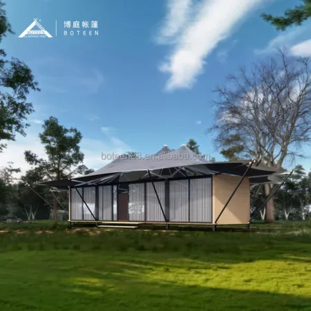 Customized Hotel Tents, Luxurious Canvas, Outdoor Wedding Tents, Camping, Three Bedrooms, One Living Room, and One Bathroom