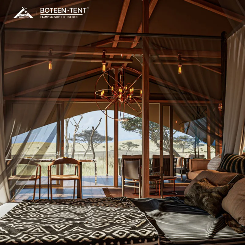 Spacious 156sqm Luxury Glamping Tent with Integrated Bathroom High-Quality Waterproof Canvas Structure - Image 3