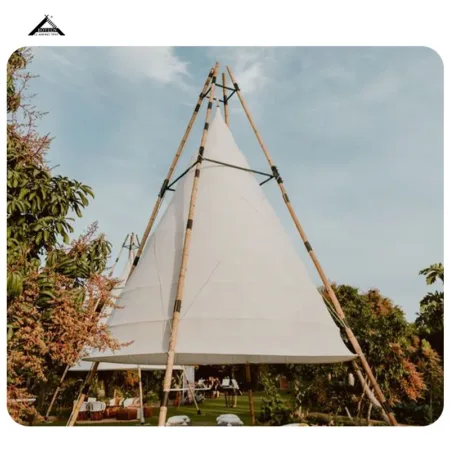 BOTEEN 3.5m Bamboo Tent Glamping Canopies Tent Bamboo Folding Tent for Party