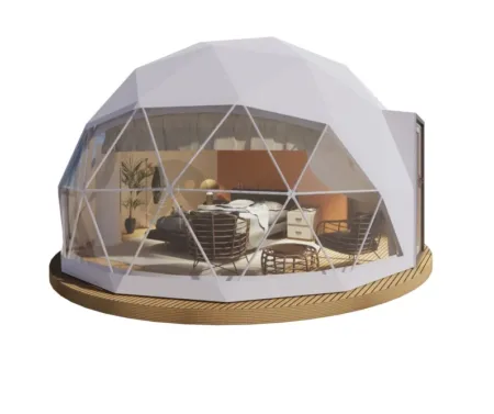 High Quality PVC 4m Geodesic Round Dome Tent with Aluminum Pole Custom Logo for Trade Shows Glamping Outdoor Events