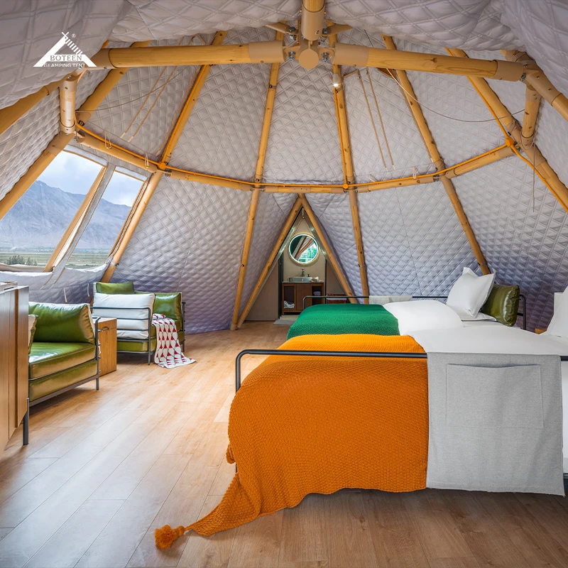 Customized Hotel Resort Camping Accommodation Tent with Bathroom Hexagonal Glass Style Pointed Tent - Image 5