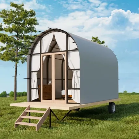 Custom Outdoor Camping Tent with Wheels Waterproof Mould Proof Wagon Tent House Glamping Safari Hotel Holiday Tent