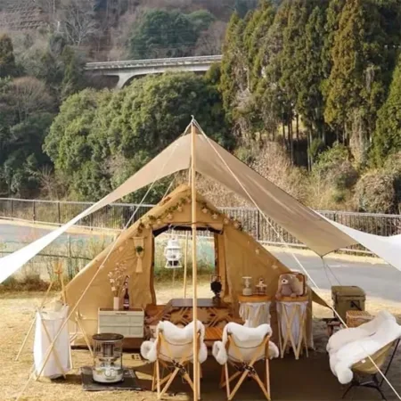 BOTEEN Inflatable Oxford Fabric Four-Season Waterproof Camping Tent with Two Bedrooms & Living Room 12 Square Meter