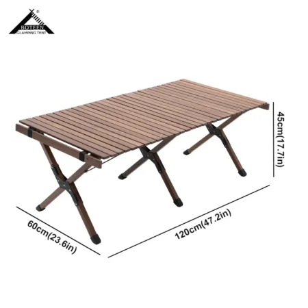 High Quality Aluminum Frame Outdoor Camping Table Portable Lightweight Solid Wood Folding Table for Picnic Camping Storage Bag