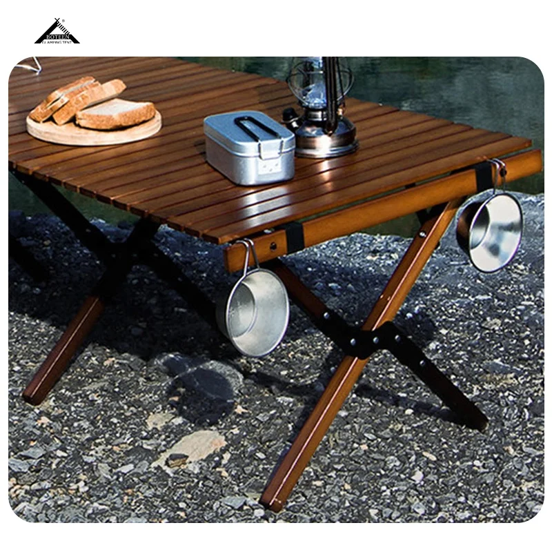 BOTEEN Portable Desk Collapsible Wilderness Camping Table Wood Aluminum French Solid Outdoor Furniture Gym Exterior - Image 6