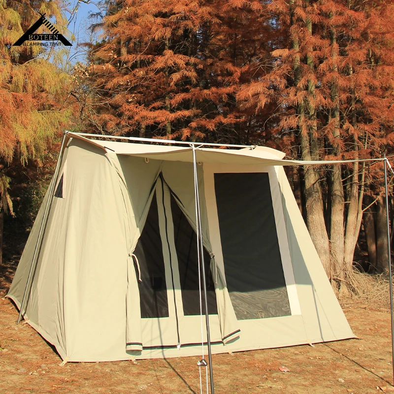 New Outdoor Camping Tent with Rain Fly Tarp Easy to Set up Portable Family Canvas Tent for Travel Hiking Picnic Backpacking