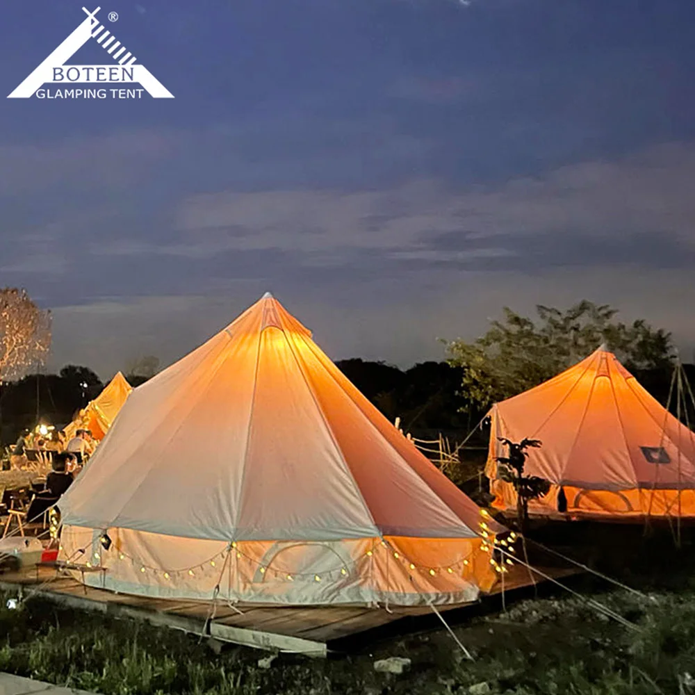 High-End 5m Bell Tent Aluminum Poles Canvas PVC Oxford for Outdoor Camping Hotel Tourist Attractions Accommodates 2 Persons - Image 4