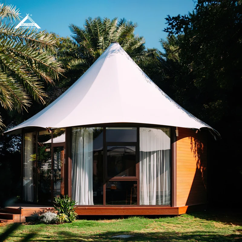Custom Outdoor Tent House Luxury Large Hotel Glamping Tent with Bathroom Prefabricated House Hard Wall for Resort Family Camping