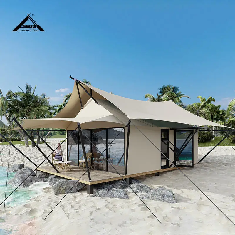 Custom Resort Glamping Tent with Glass Door Waterproof Windproof Luxury Safari Tent Outdoor Hotel Tent for Travel Accommodation - Image 6