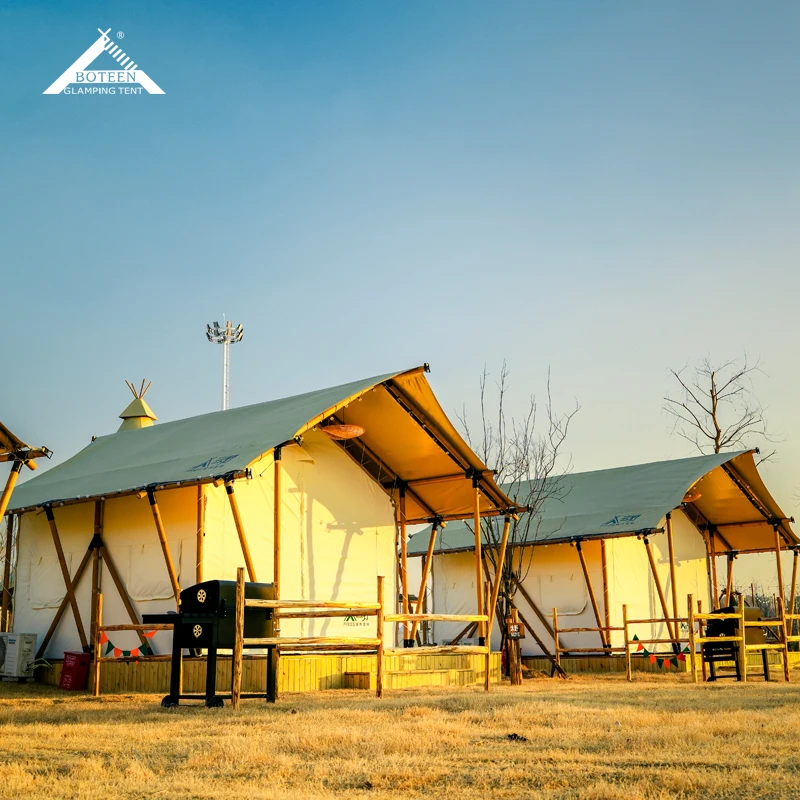 Luxury Hotel-Style Oxford Summer Tent Three Bedrooms Living Room High Quality Log Cabin Waterproof Wind Resistant for Camping - Image 3