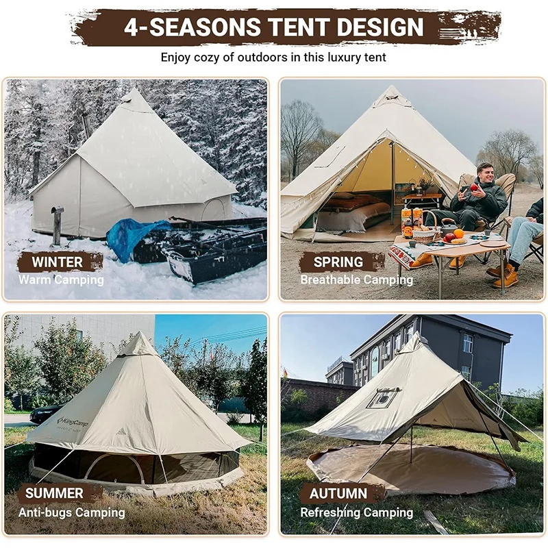 BOTEEN Luxury Glamping Waterproof Breathable Tents Canvas Bell Tent for Camping