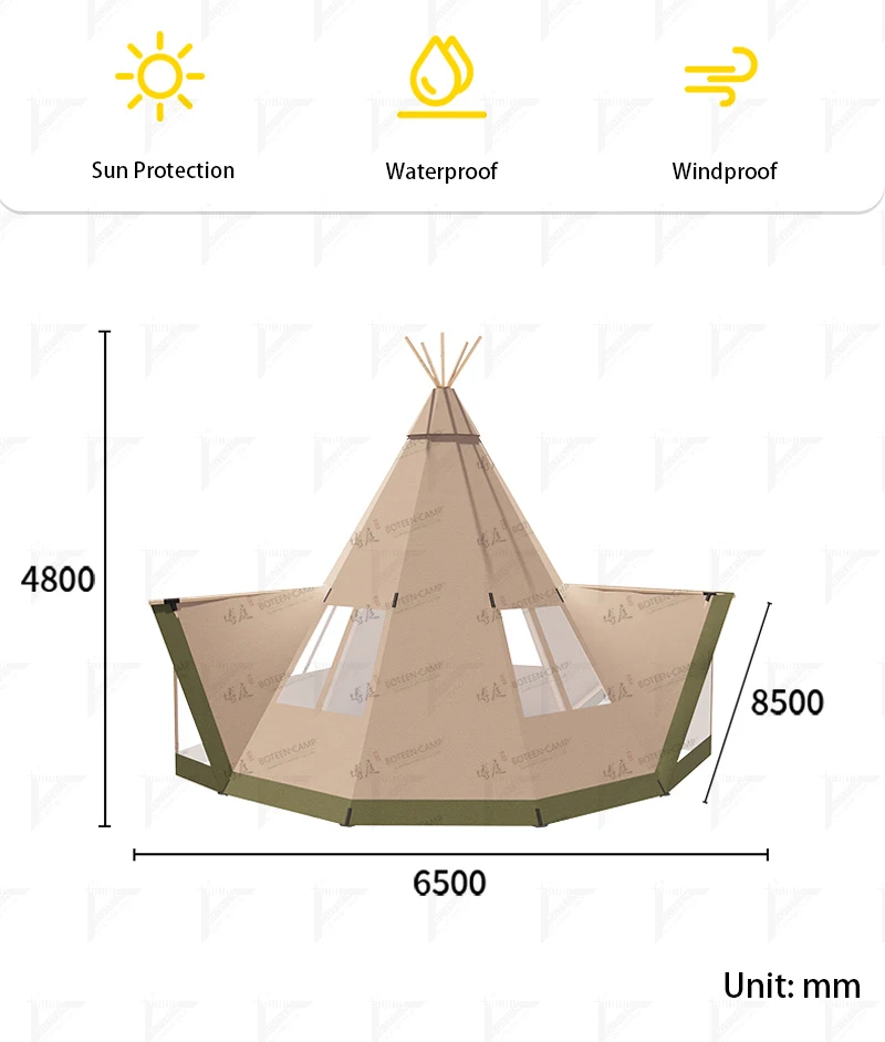 Custom Luxury Glamping Tent for Hotel Resort Well-Insulated Waterproof Indian Tipi for Family Outdoor Camping Party Travel - Image 5