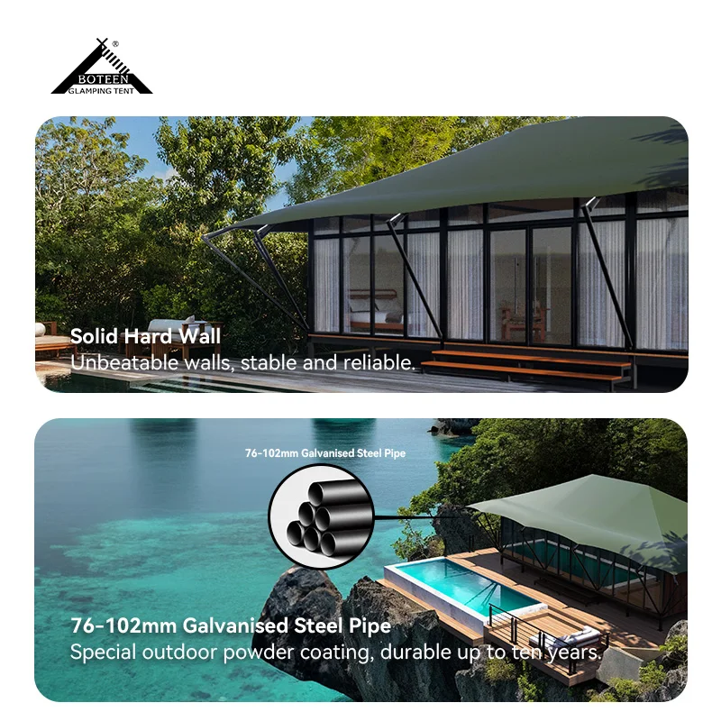 Custom Outdoor Glamping Tent Luxury Large Hotel Tented House Resort Safari Tent Prefabricated House Steel Pipe Last Over 10 Year - Image 4