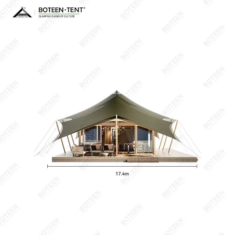 Spacious 156sqm Luxury Glamping Tent with Integrated Bathroom High-Quality Waterproof Canvas Structure - Image 6