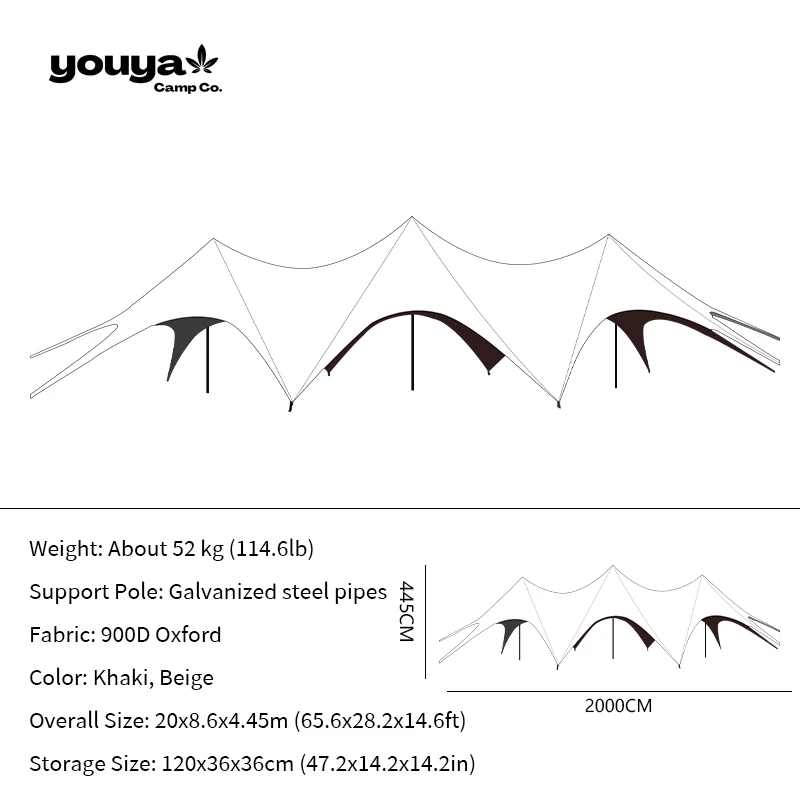 Outdoor Camping Tarp with Poles 20-40 People Portable Waterproof Survival Large Canopy Trade Show Tent for Party Picnic Wedding - Image 6