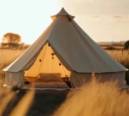 Waterproof Four-Season Luxury Outdoor Camping Glamping Yurt Tent with PVC Fabric Mesh Door for 2 People