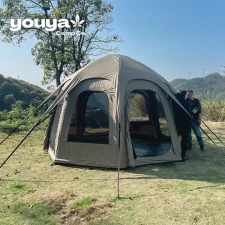 Large Luxury One Bedroom Safari Tent Automatic Outdoor Inflatable Party Waterproof Oxford Fabric Straight Bracing Type Camping