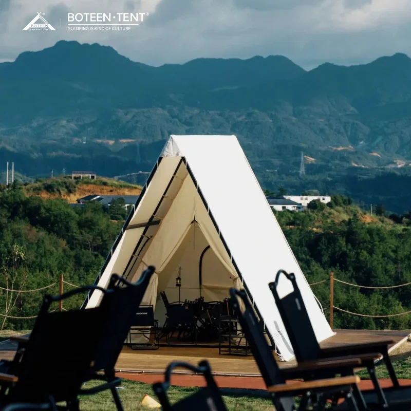 Light Luxury Pyramid-shaped Camping Tent Oxford Fabric Double Layer Quick Automatic Opening Windproof Rainproof for Outdoor - Image 4