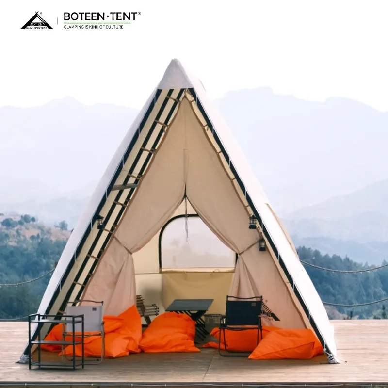 Light Luxury Pyramid-shaped Camping Tent Oxford Fabric Double Layer Quick Automatic Opening Windproof Rainproof for Outdoor - Image 2