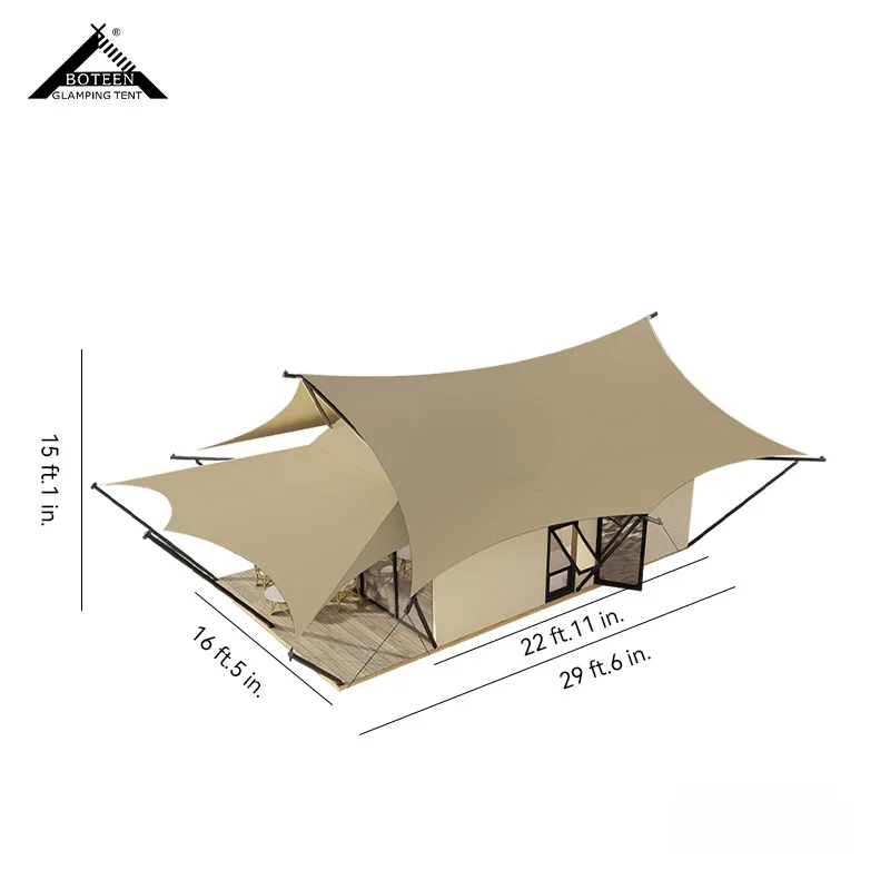 Custom Resort Glamping Tent with Glass Door Waterproof Windproof Luxury Safari Tent Outdoor Hotel Tent for Travel Accommodation - Image 6