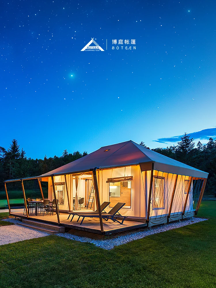 Large High Quality Dome Summer Glamping Tent Waterproof Canvas Wind Resistance 10 One Bedroom Living Room for Camping Tourist - Image 3