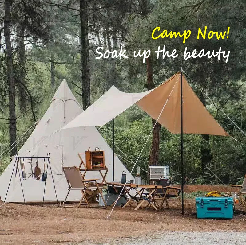 Wholesale Outdoor Camping Tent Waterproof Portable Luxury Family Glamping Tent Canvas Indian Tipi Party Tent for Picnic Events - Image 5