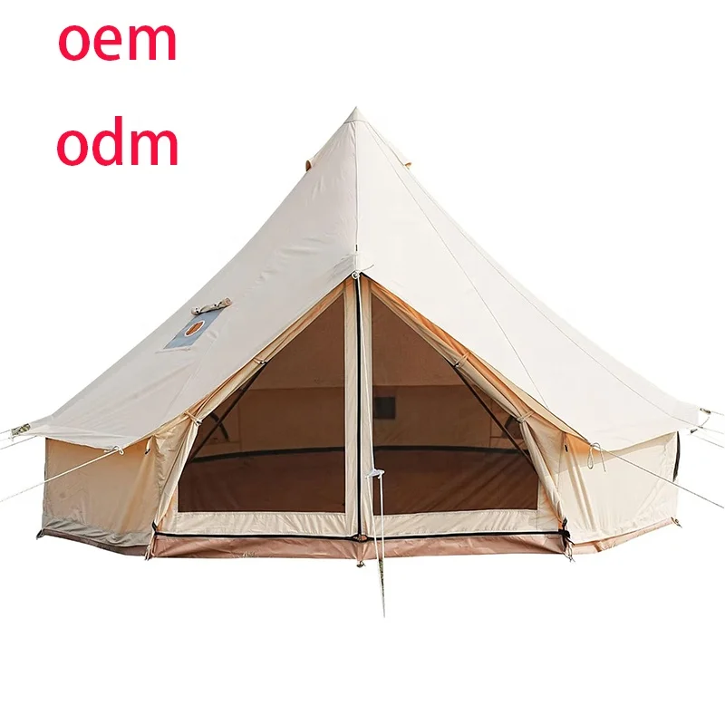 BOTEEN Zipped Removable Floor Bell Tent Summer Breathable 100% Cotton Canvas Yurt Tent Double Layer Waterproof Wind Resistant