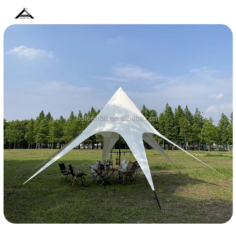 Custom Logo Star Canopy Tent 6M Single Pole Oxford Material Portable Quick Setup Outdoor Shelter for Camping Events Eye-Catching