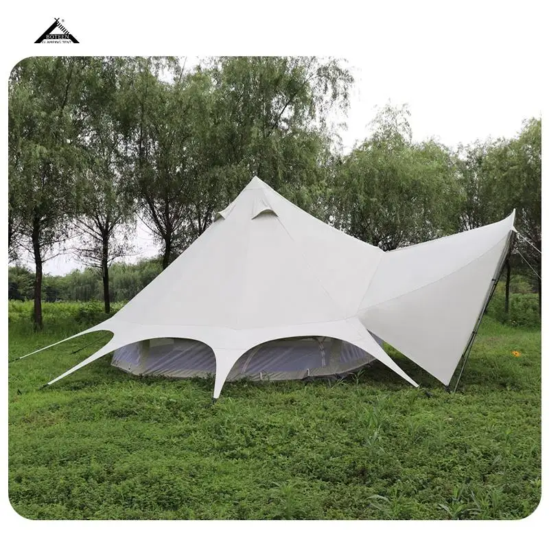 BOTEEN Galvanized Steel Frame Cotton Canvas All Season Camping Glamping Safari Tents Waterproof Outdoor Two Bedrooms Bell Tent - Image 5