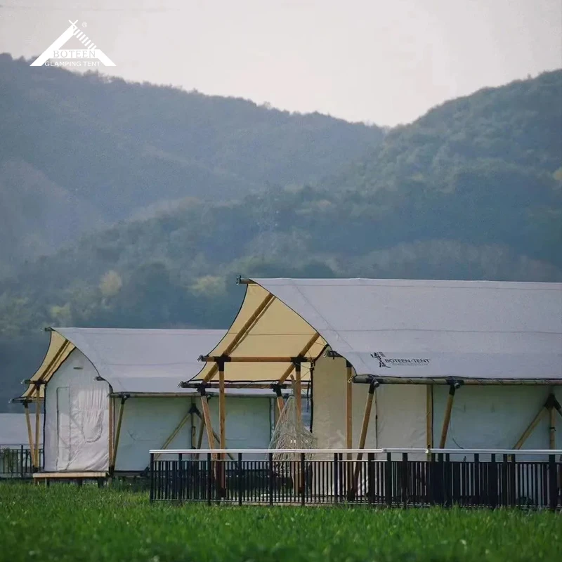 Custom Tension Film Wood Safari Tents for Luxury Hotels Resorts Lodges Glamping Waterproof Oxford for Outdoor Living Bathroom - Image 4