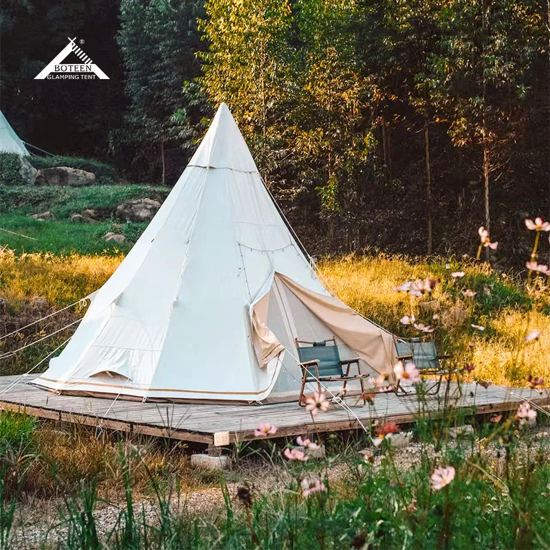 Wholesale Outdoor Camping Tent Waterproof Portable Luxury Family Glamping Tent Canvas Indian Tipi Party Tent for Picnic Events - Image 6