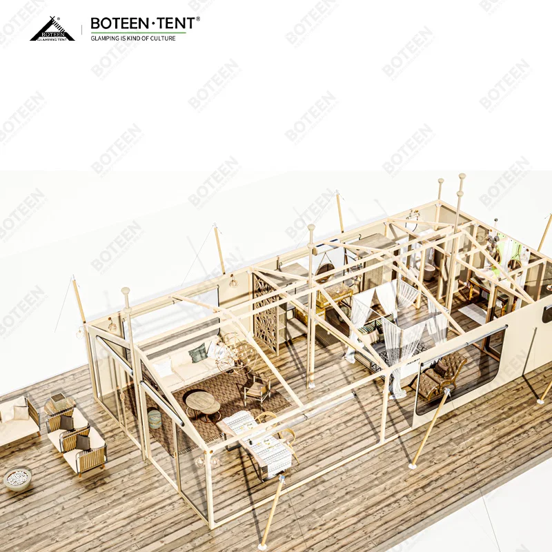 Spacious 156sqm Luxury Glamping Tent with Integrated Bathroom High-Quality Waterproof Canvas Structure - Image 4