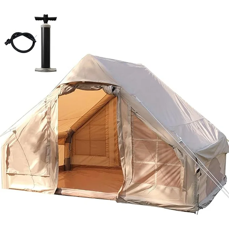 BOTEEN Inflatable Camping Tent Travel Outdoor Air Tent Inflatable Tent 4 Person for Party Light Khaki