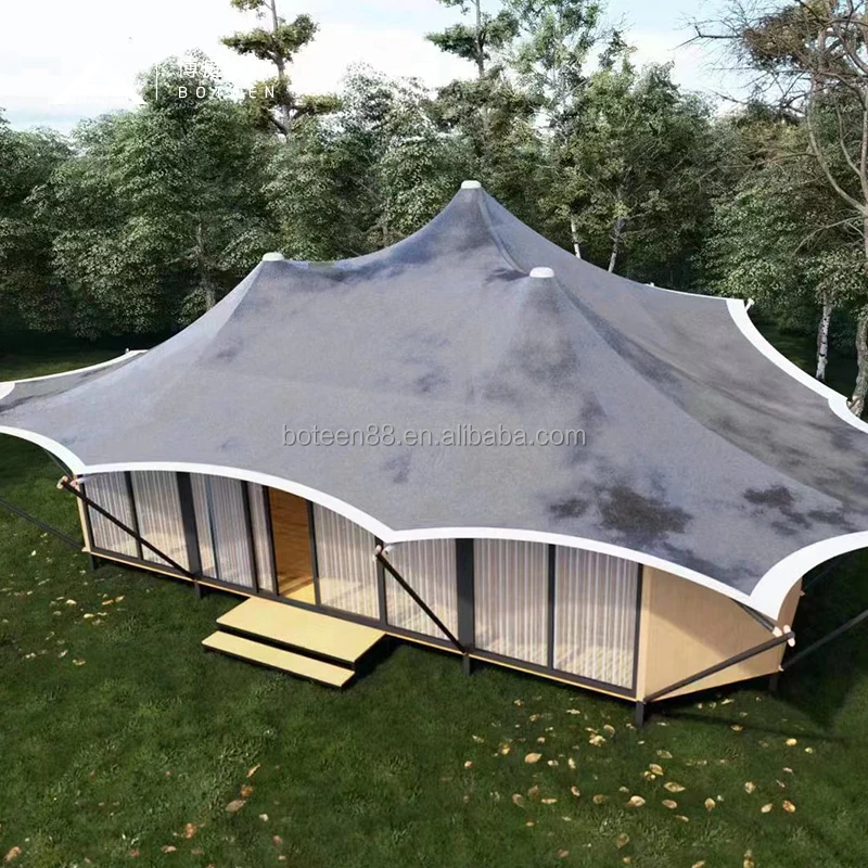 Modern 13.5m Diameter Outdoor Sports Entertainment Tent for Camping Hiking High Fire Resistance Canvas Aluminum Glass Sidewall