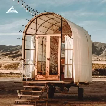 Stylish Custom Outdoor Glamping Tent with Wheels Waterproof Tented House Luxury Camping Safari Hotel Resort Tent for Travel