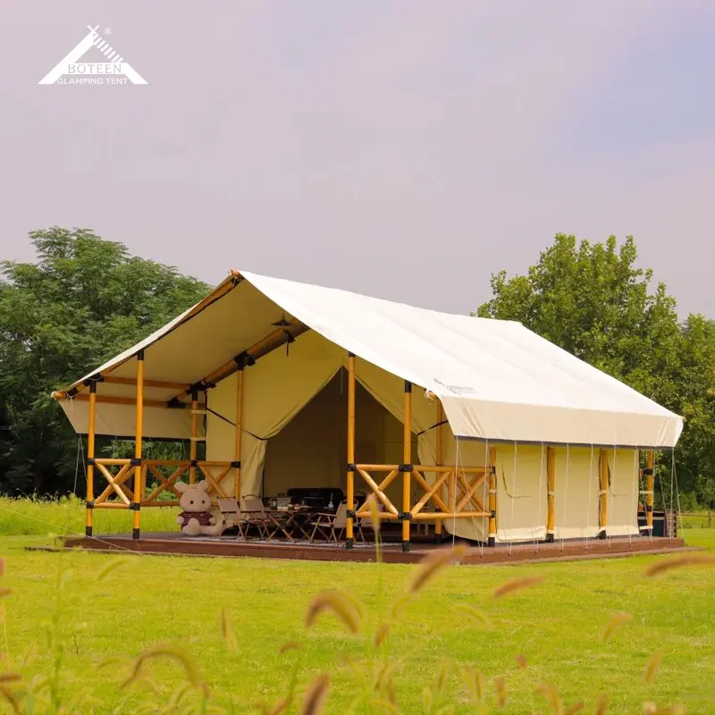 Outdoor Large Oxford Canvas Luxury Hunting Tent Summer Farmhouse Camping Accommodation Vacation Tent